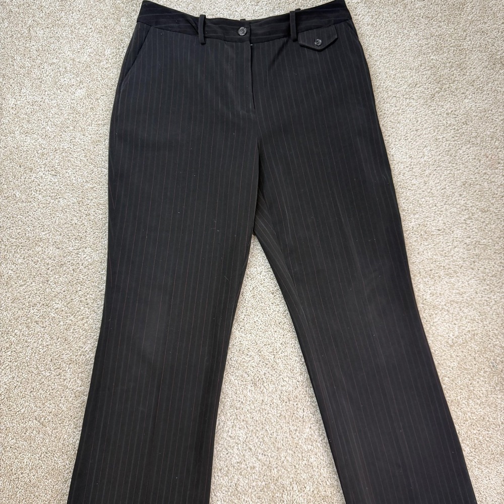 Y2K Pinstripe Pants East 5th Womens 12 Black Stretch Pockets Dress Office